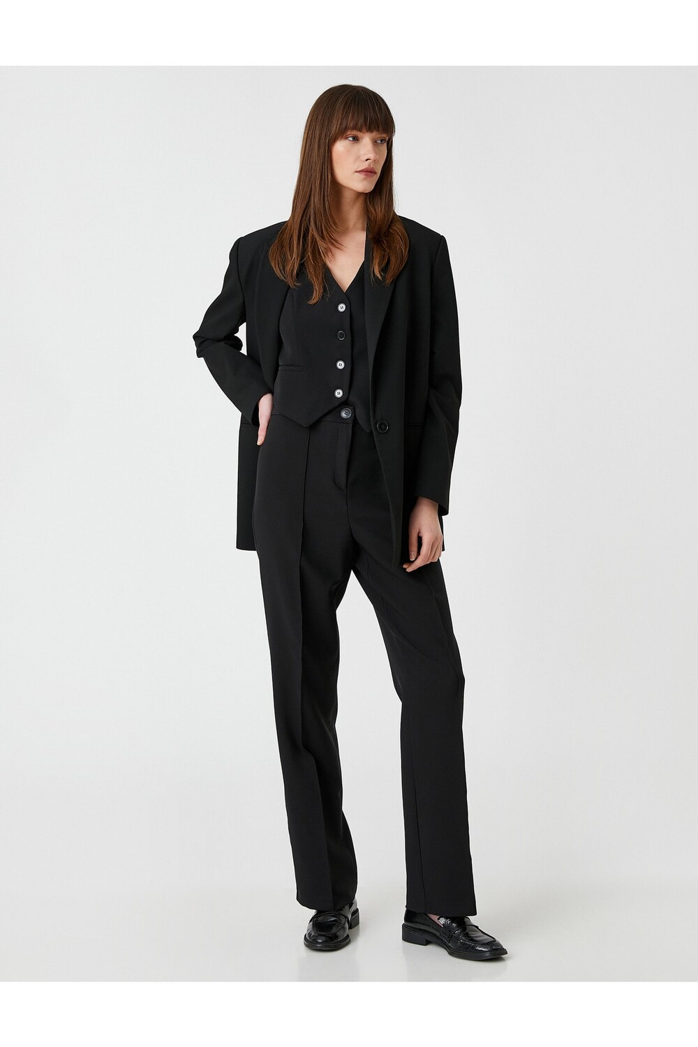 

Широкие брюки из ткани в рубчик Koton, черный