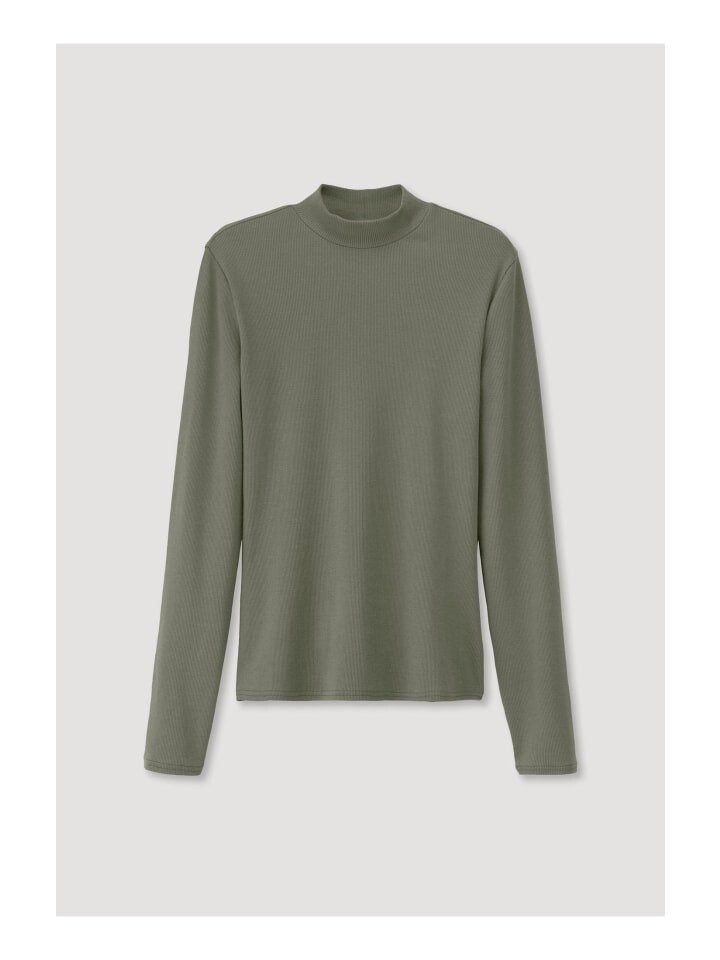 

Футболка Hessnatur Rib Longshirt Slim aus Bio Baumwolle, оливковый