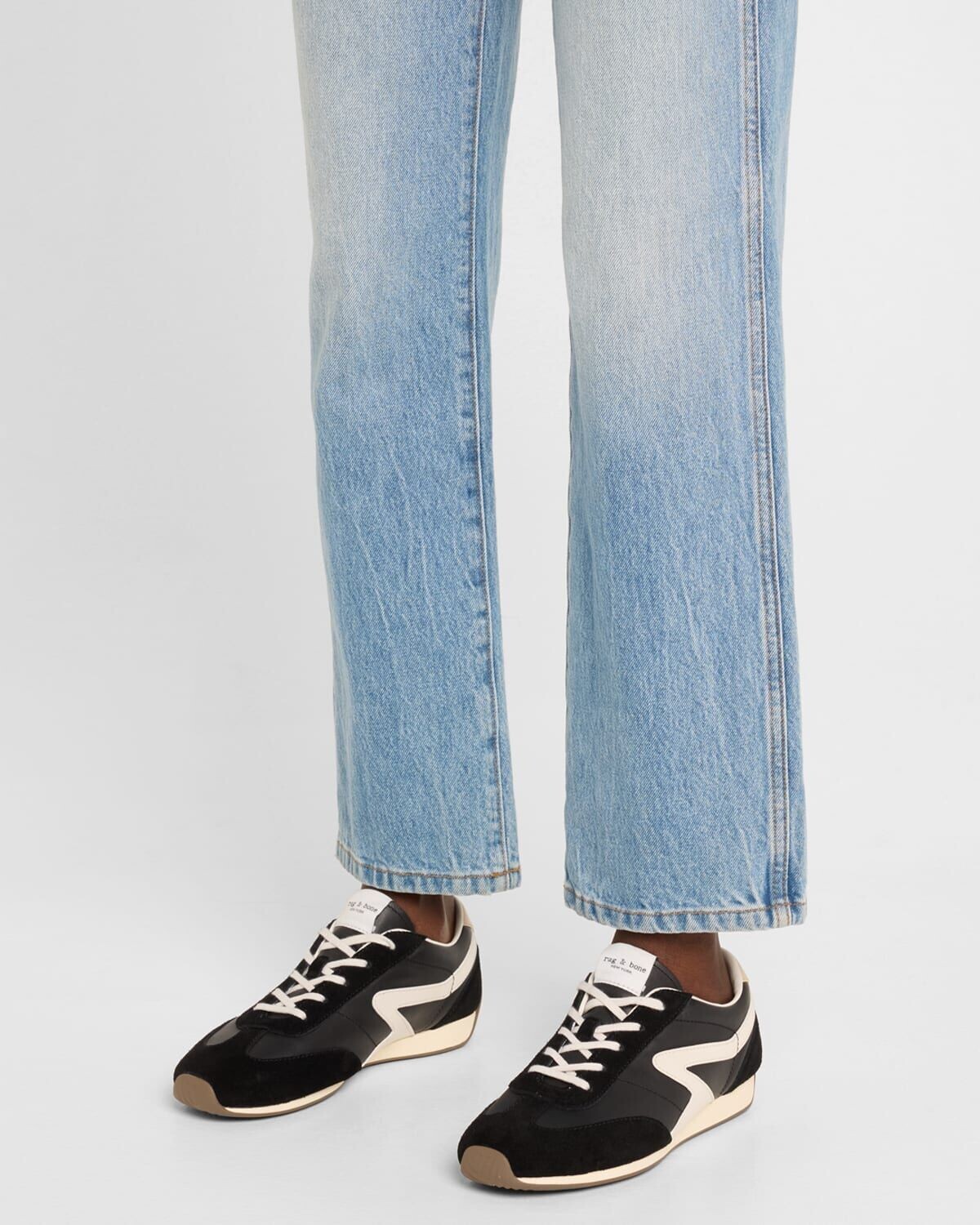 Узкие кроссовки из смешанной кожи в стиле ретро Rag & Bone, цвет Blk — фото 2