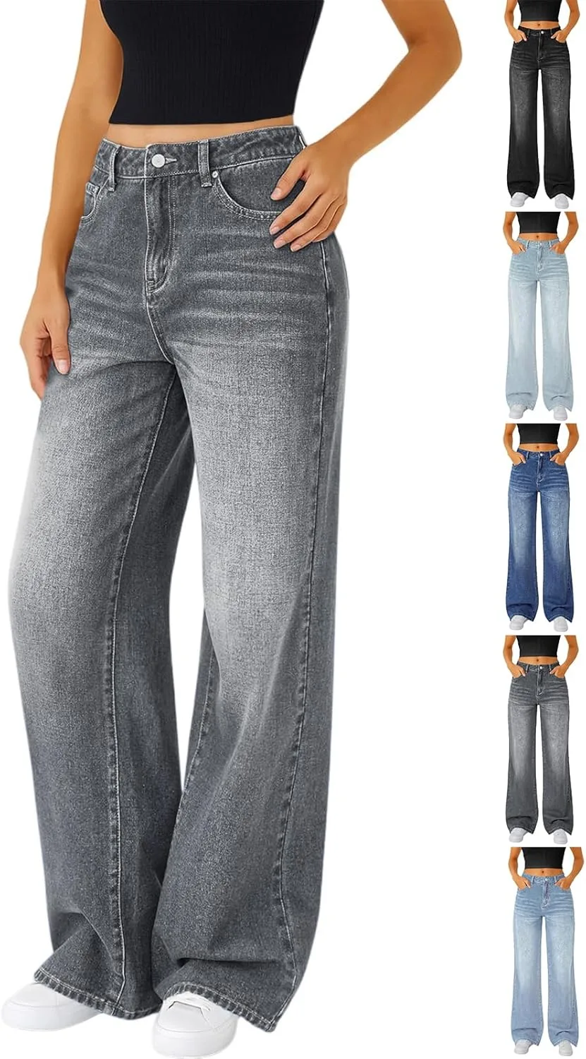 

Джинсы Boyfriend Straight Leg для женщин, комфортные, расслабленного кроя, средней посадки chaktkglok