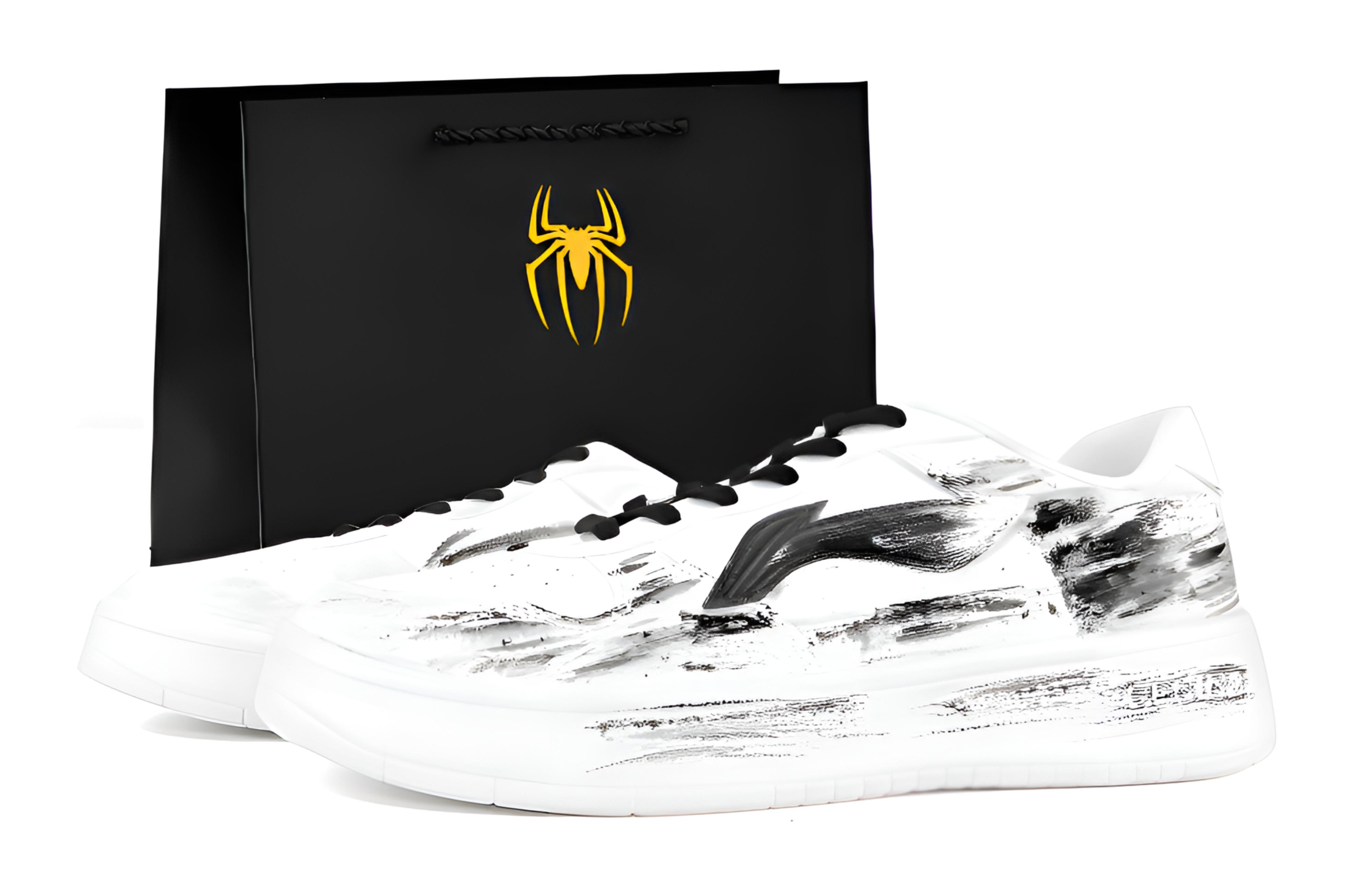 

Мужские низкие скейтборд-кепы LiNing для понтонных лодок, с амортизацией из синтетической кожи, износостойкие, черный с белыми элементами