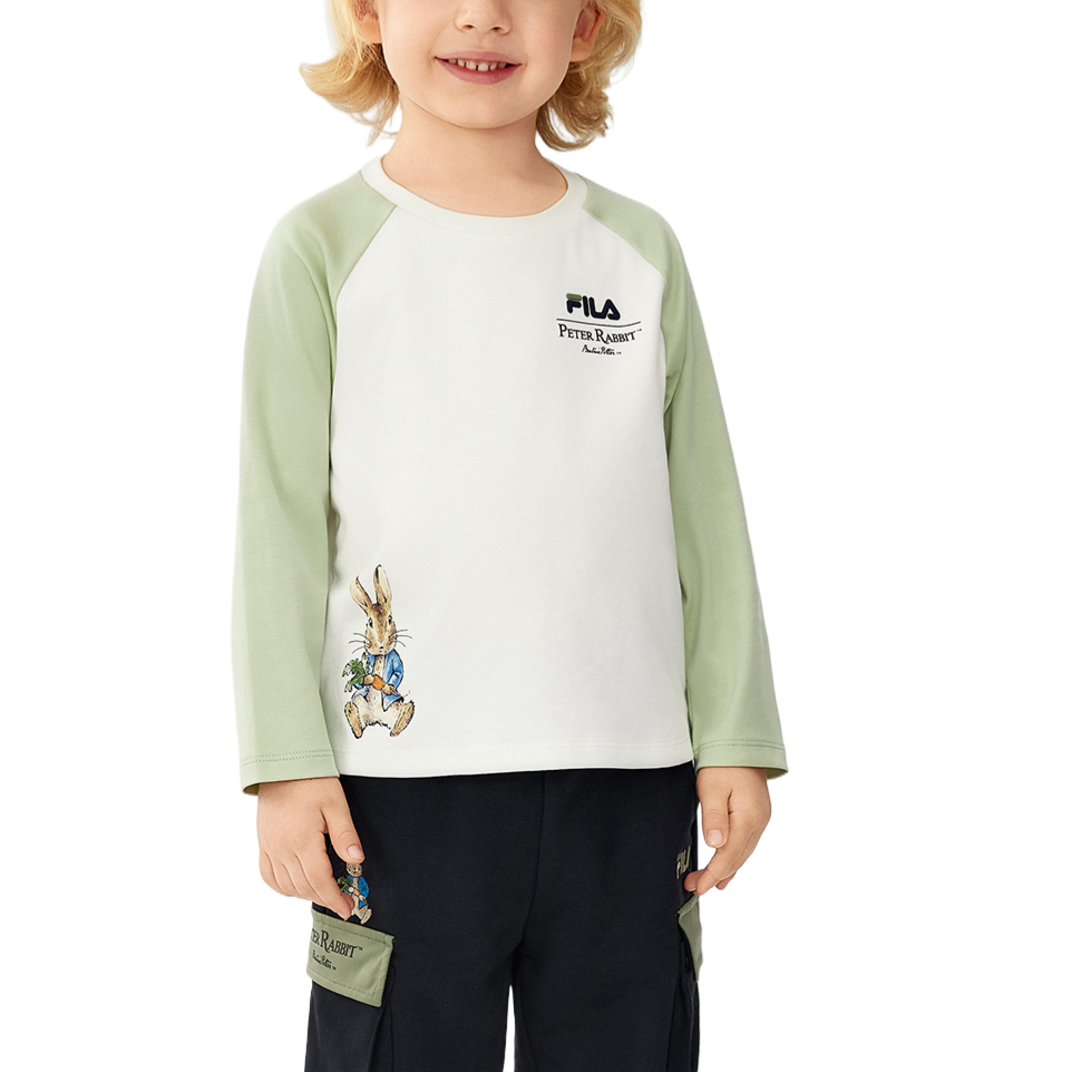 Футболка BIDETU,LIANMINGKUAN для детей 3-7 лет FILA KIDS, белый/зеленый — фото 3