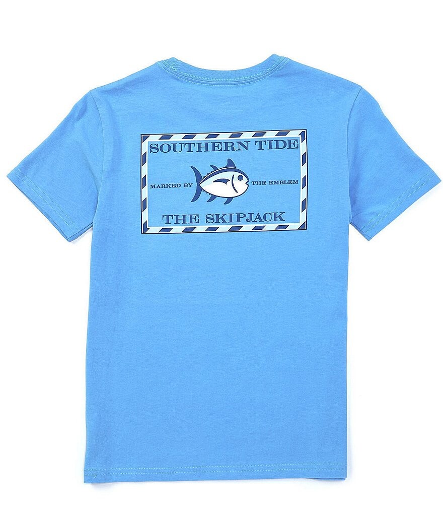 

Футболка с короткими рукавами и логотипом Southern Tide для маленьких/больших мальчиков 4–16 лет, синий