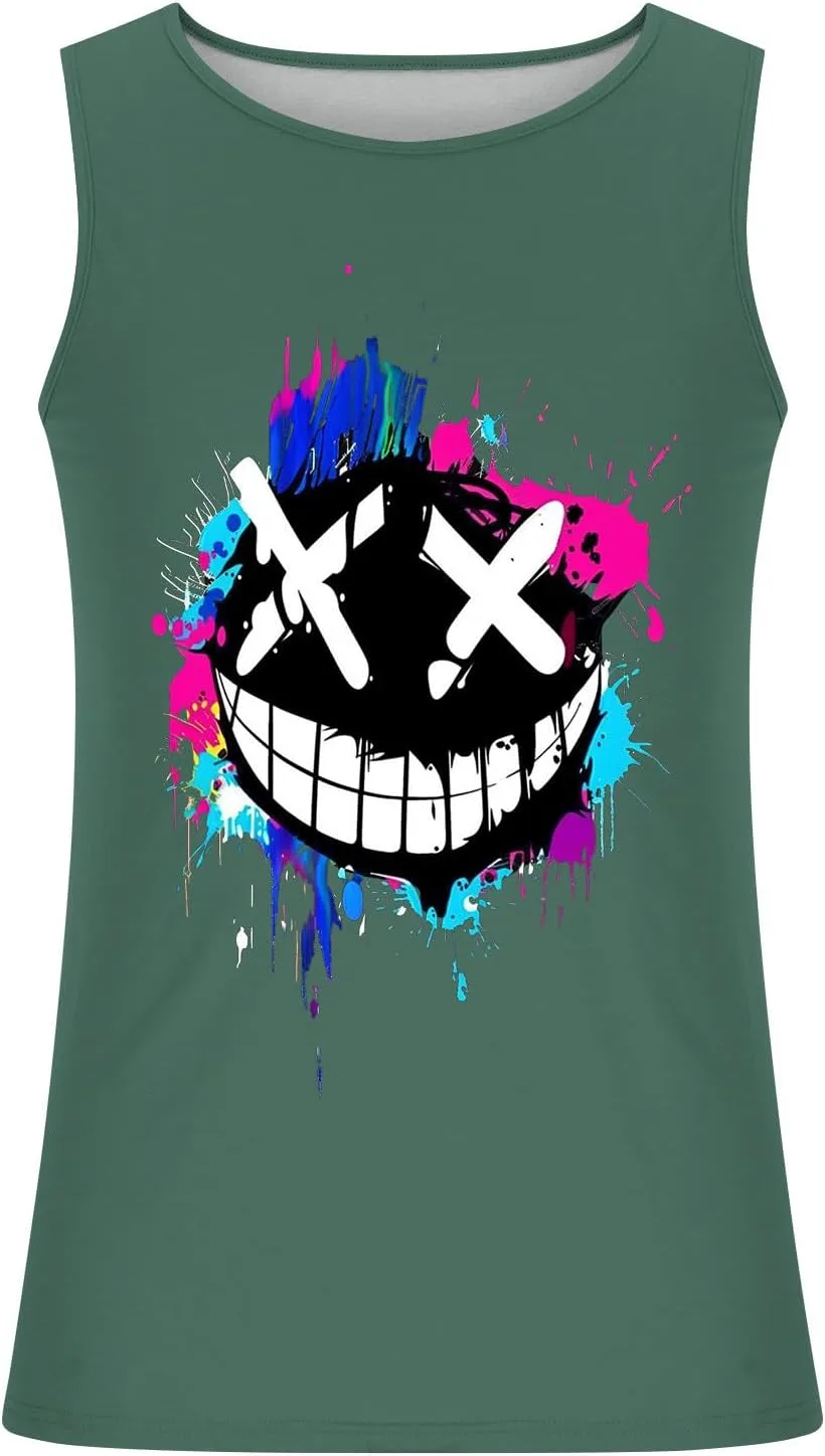 Футболка X-Eyes-Smiling-Face Dripping Paint Graffiti без рукавов — фото 4