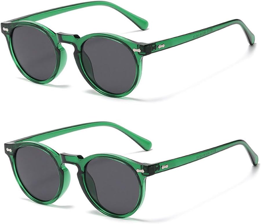 

Круглые поляризованные солнцезащитные очки в стиле ретро для женщин и мужчин, классические круглые солнцезащитные очки с защитой от УФ-излучения для ношения на открытом воздухе Ridering, Green Black*2