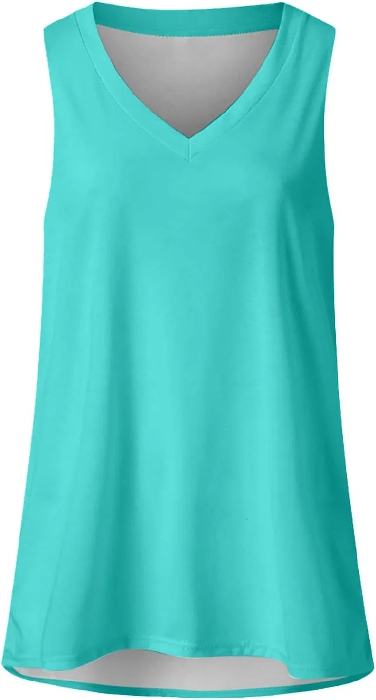 Майка женская с V-образным вырезом, бренд Generic, цвет Mint Green — фото 2