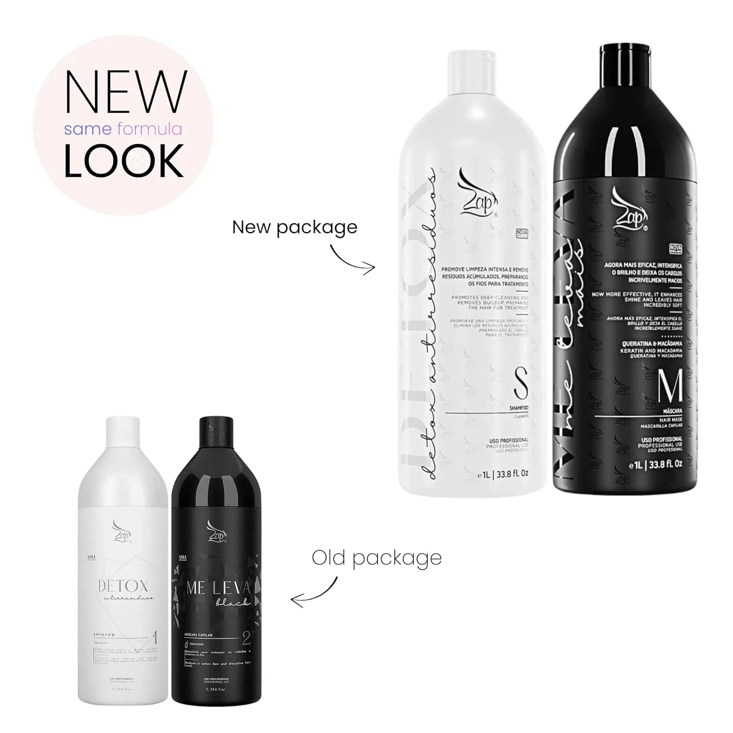 Набор для бразильского кератинового выпрямления Zap Cosmetics Me Leva Black & Detox Kit Zap — фото 4
