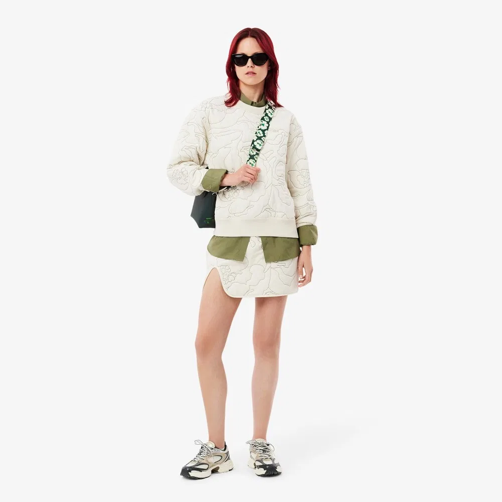 Свитшот Lacoste женский двусторонний с цветочным узором, айвори — фото 4