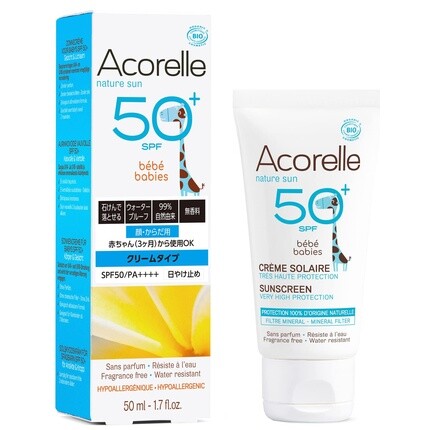 

Солнцезащитный крем Acorelle для малышей от 3 месяцев плюс SPF50 50 мл