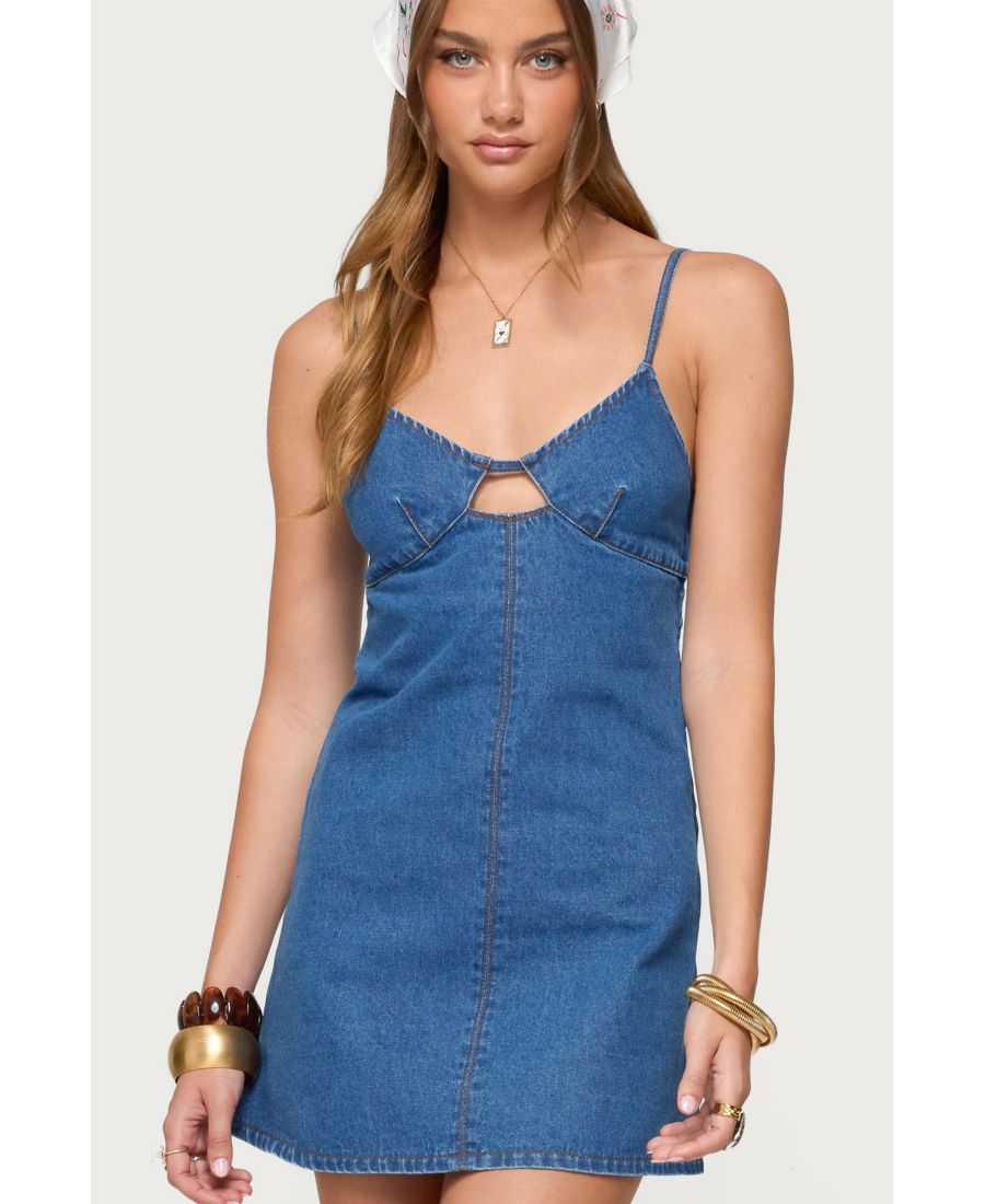 

Женское мини-платье Maleeka из джинсовой ткани с вырезами Edikted, Blue