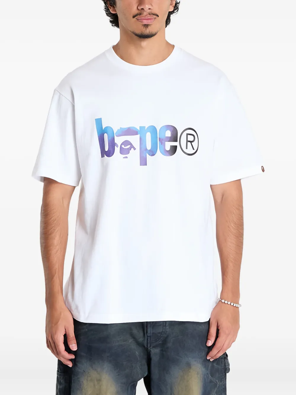 

Футболка с принтом тай-дай и логотипом A BATHING APE, белый