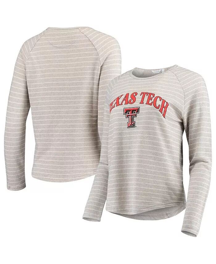 

Женский серый пуловер с принтом реглан Texas Tech Red Raiders в морскую полоску, толстовка с принтом реглан Camp David