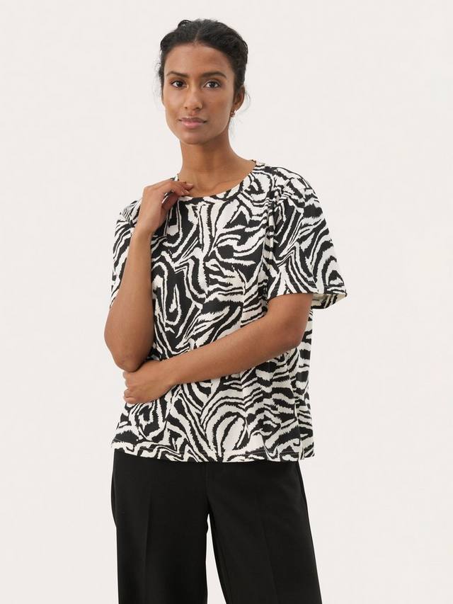 

NahidPW футболка с коротким рукавом из хлопка с животным принтом Part Two, Black/Multi