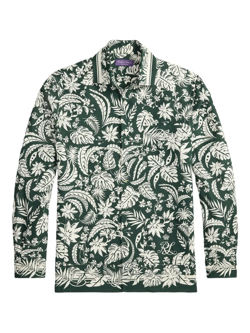 

Рубашка с принтом листьев Ralph Lauren Purple Label, зеленый
