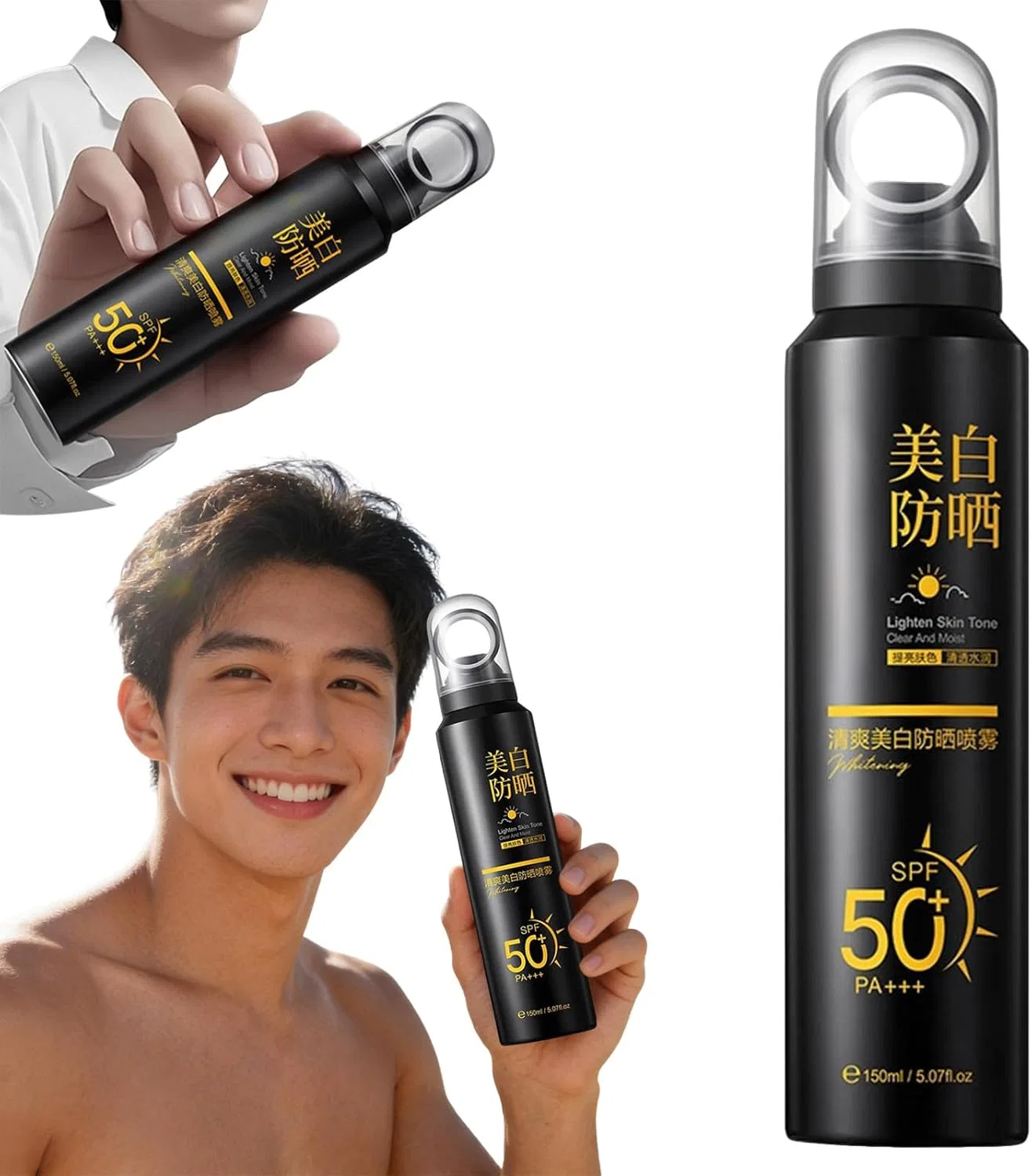 Солнцезащитный спрей без отдушки SPF50+ PA++++ 150 мл черный — фото 3