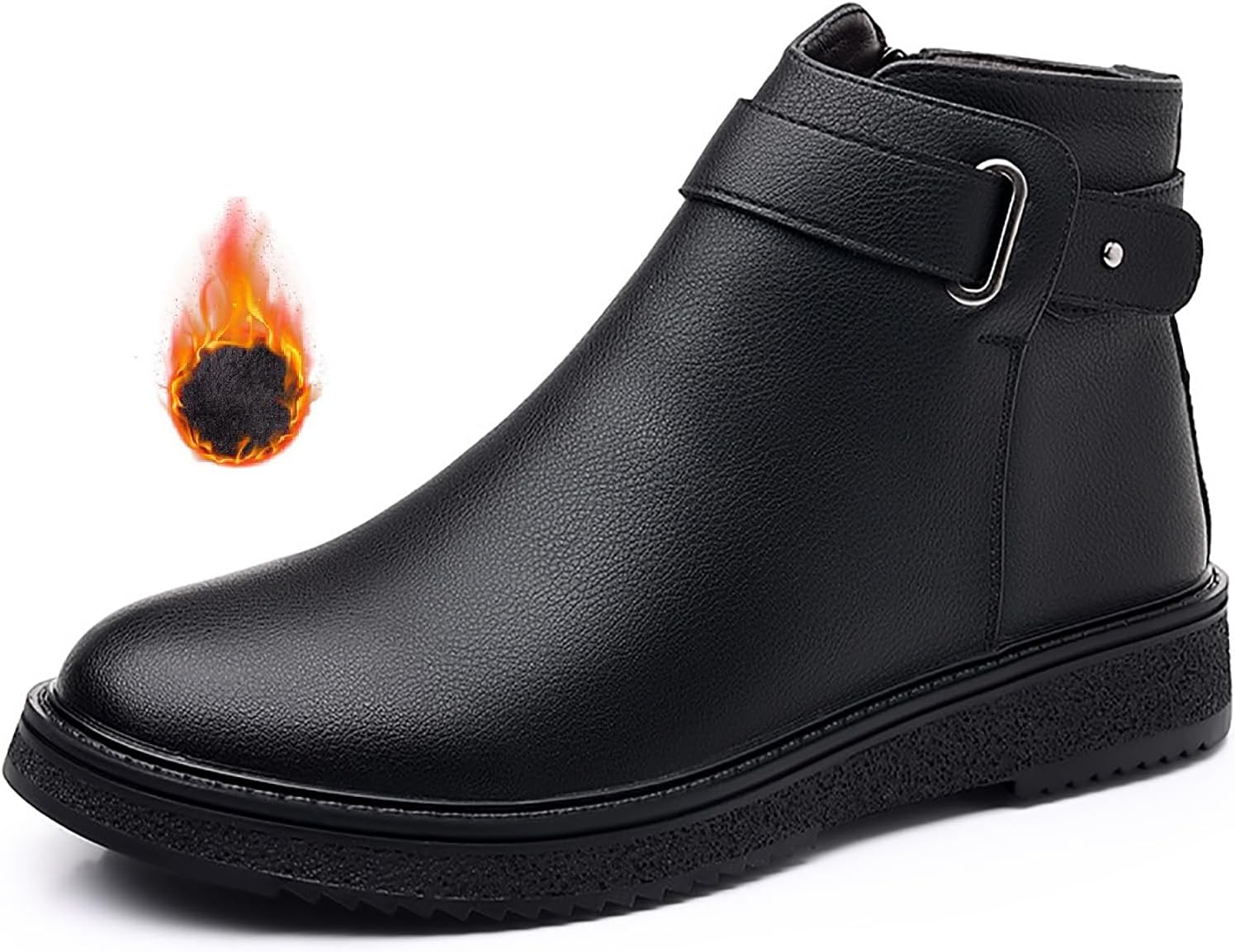 

Мужские кожаные ботинки челси на платформе с боковой молнией, модные, удобные, с противоскользящей подошвой, плоские, для осени и зимы, повседневные и нарядные Lvomu, черный