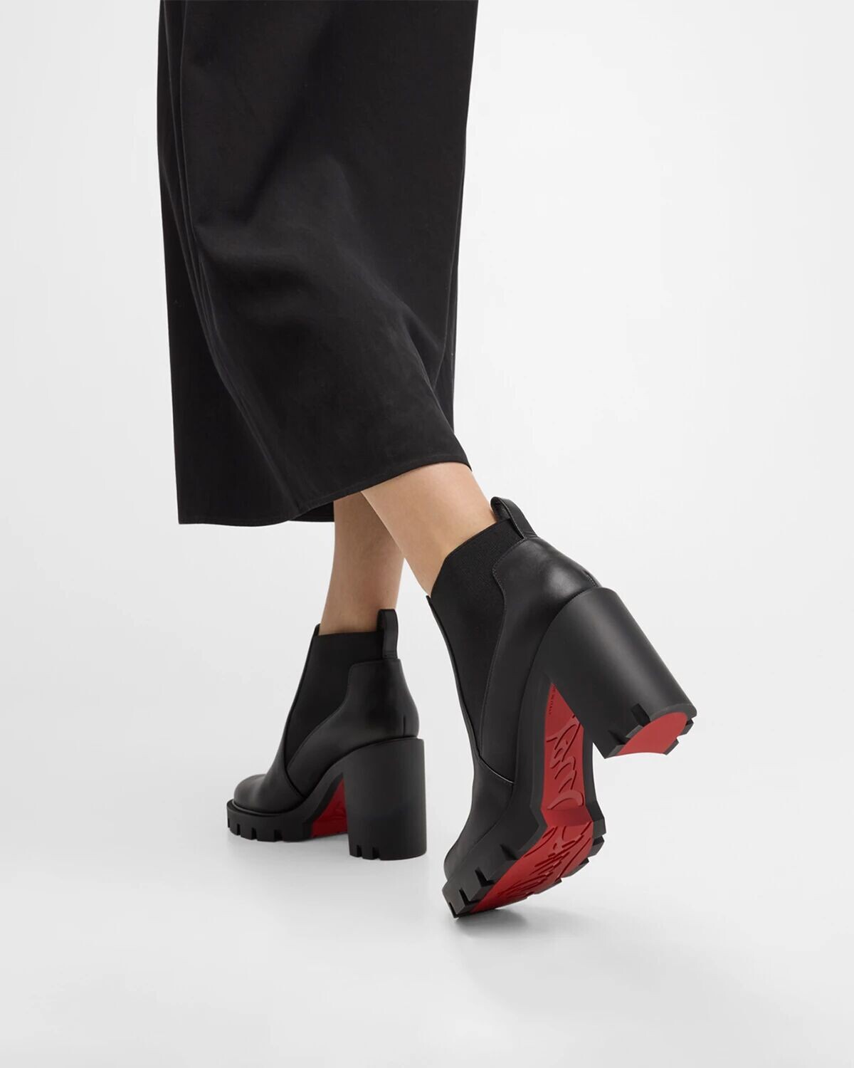 Кожаные ботильоны челси Marchacroche на красной подошве Christian Louboutin, цвет Black — фото 2