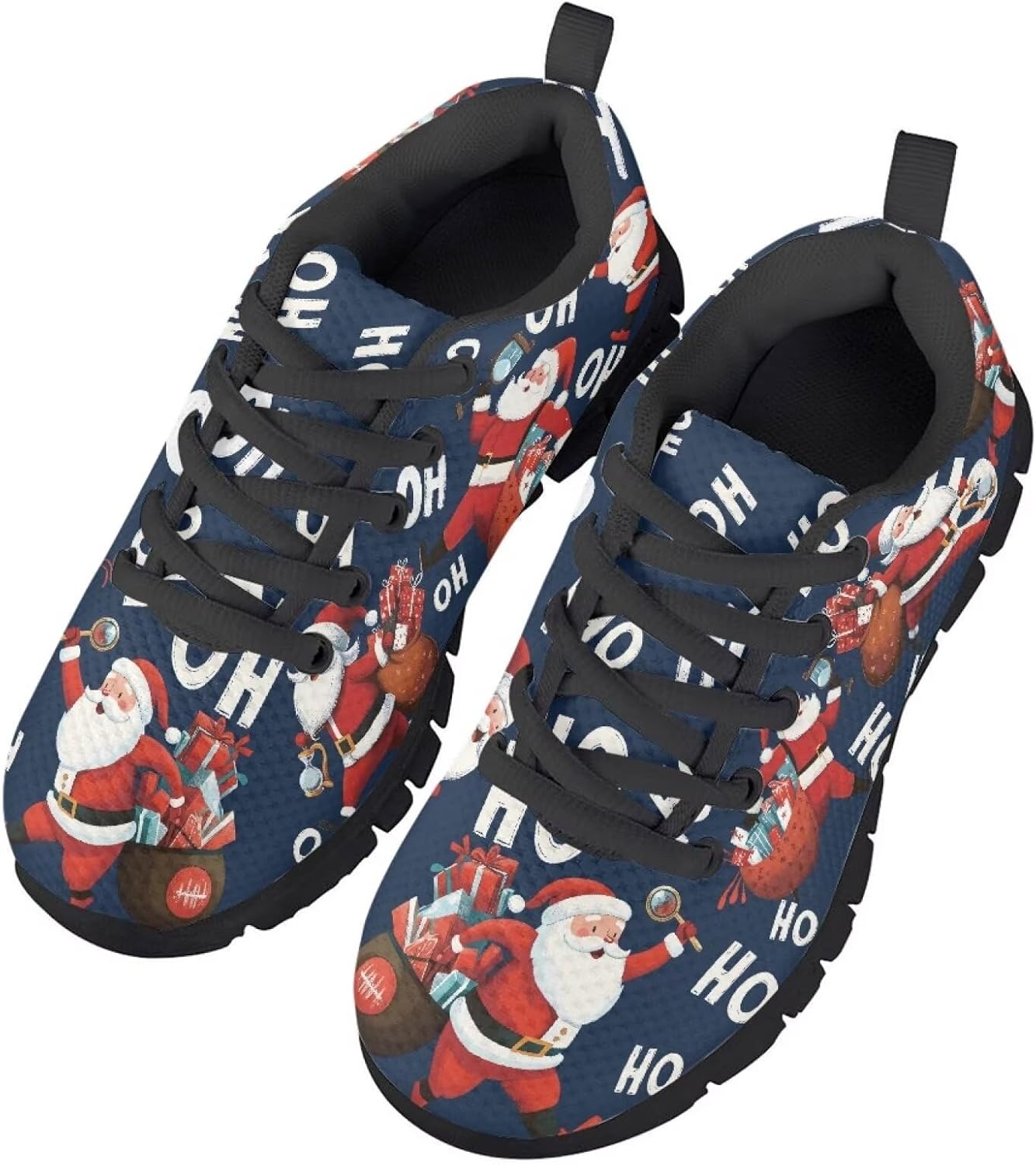 

Кроссовки с шнуровкой для бега и спорта, стильные теннисные кеды для мальчиков и девочек, легкие дышащие сетчатые туфли на Рождество, размеры для маленьких детей США 11-13, для больших детей 1-5, черная подошва Generic