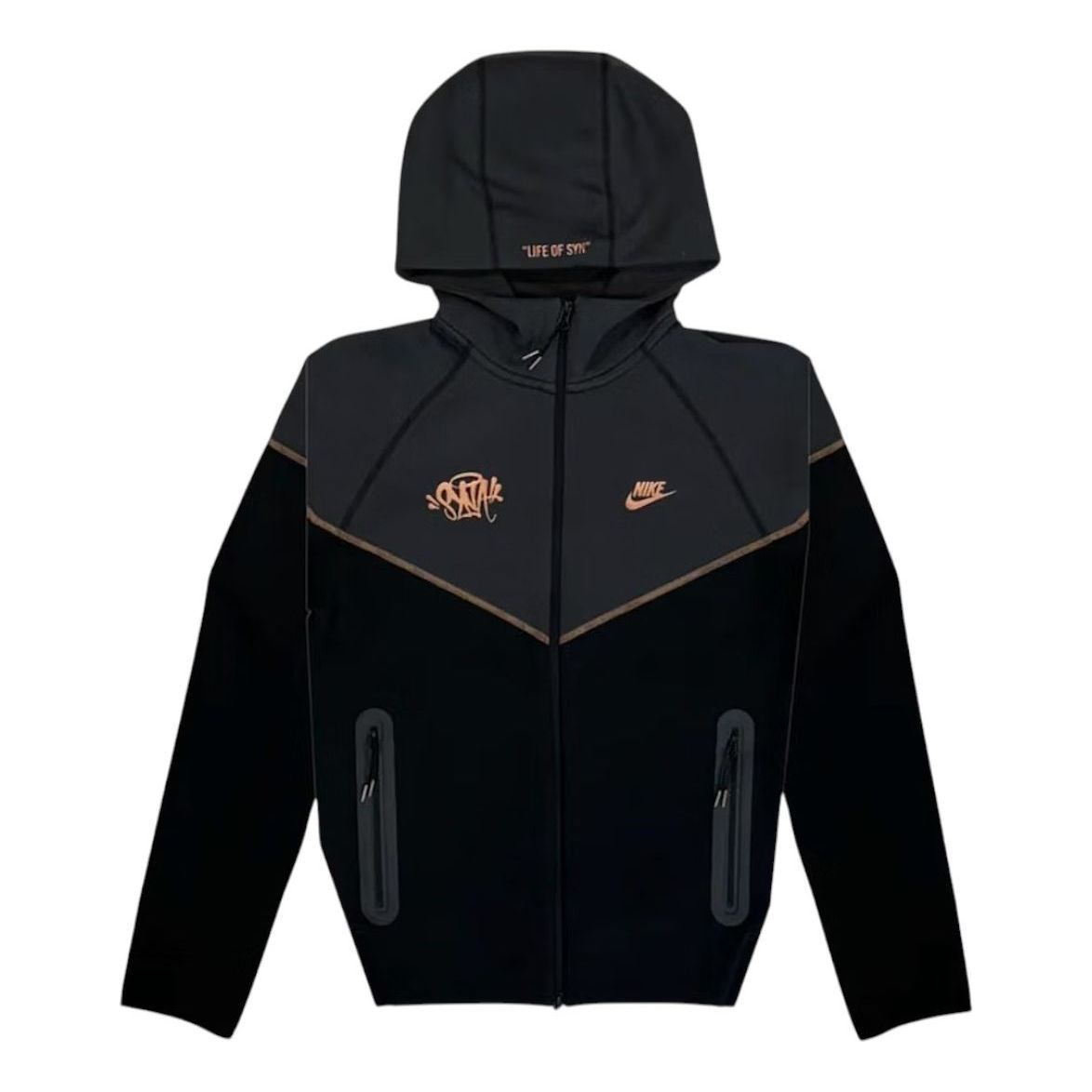 Худи Nike x Central Cee Syna World на молнии, цвет «Черный металлик, красная бронза»