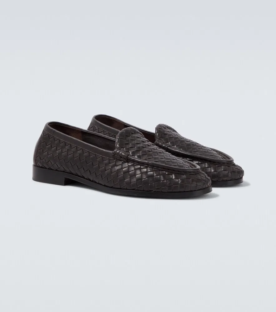 Кожаные лоферы Silenzio Intrecciato Bottega Veneta, коричневый