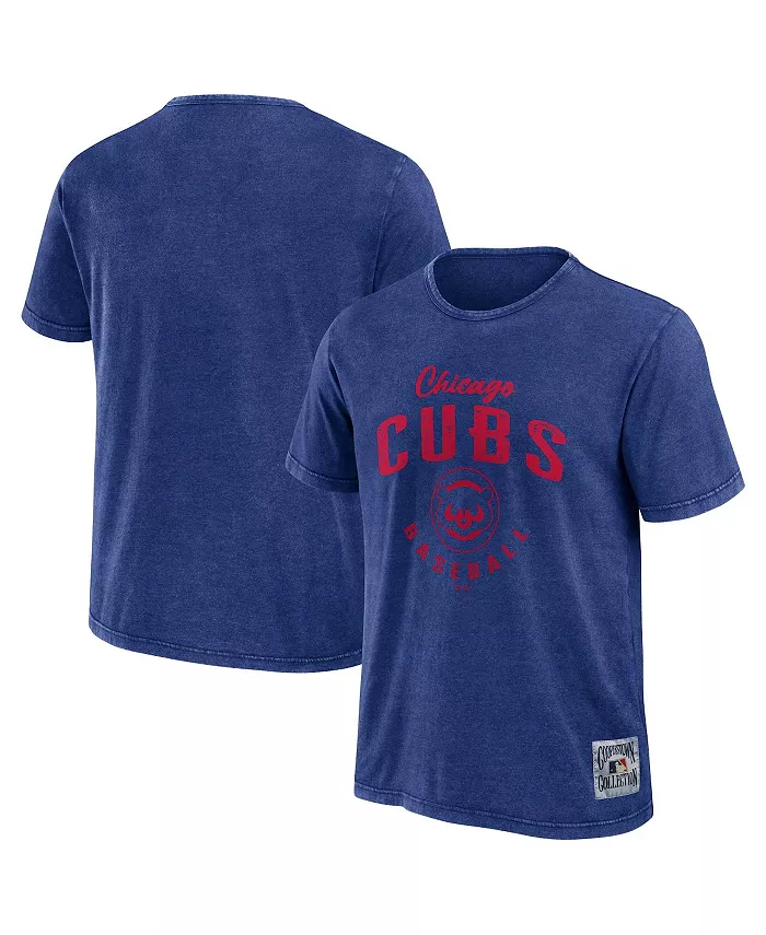 

Футболка Darius Rucker Men's Collection by Heather Royal Chicago Cubs Cooperstown Collection, постиранная Fanatics