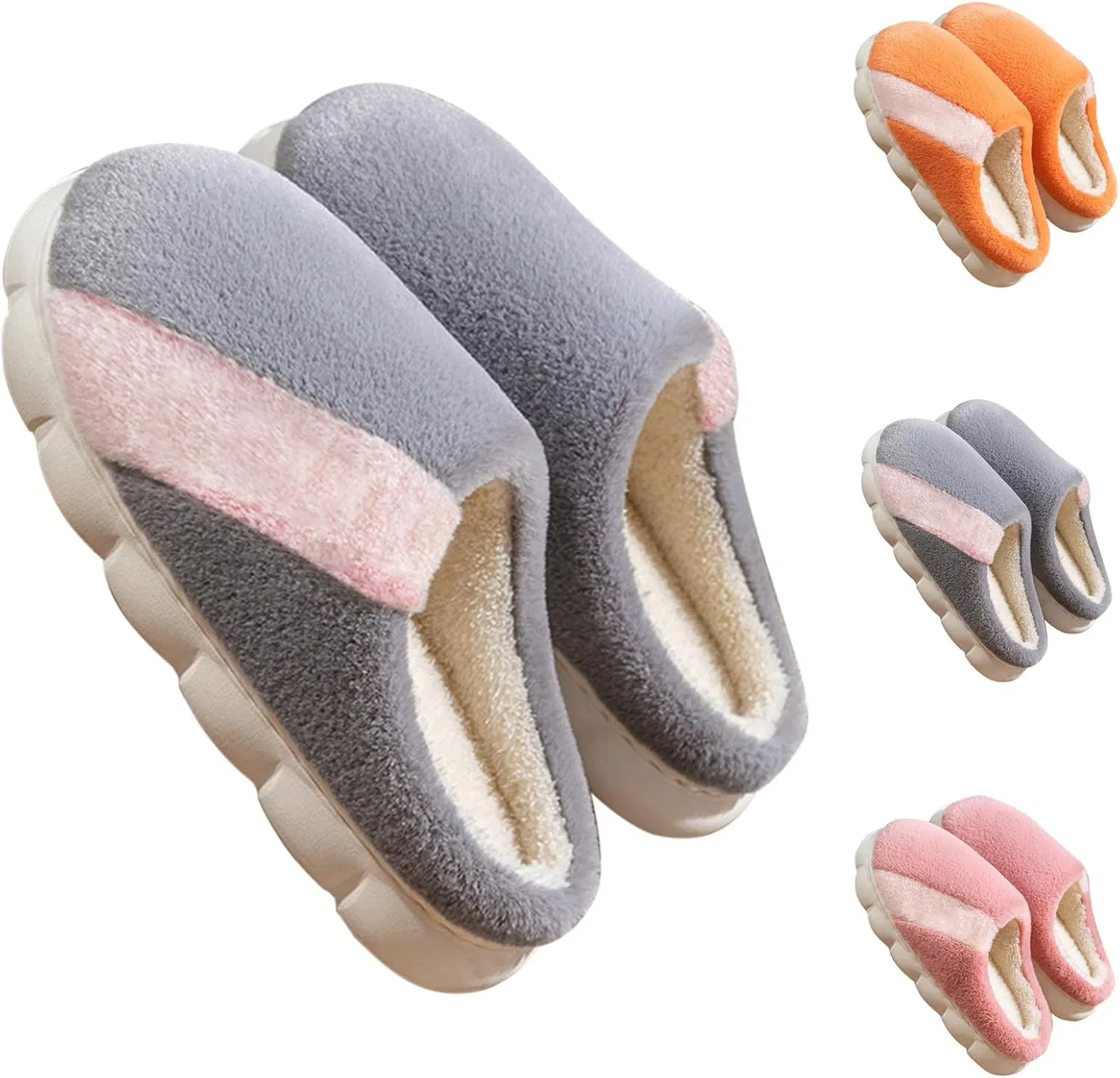 Pantoffeln Herren Plüsch,Hausschuhe Herren Baumwolle Тапочки Warme Filzpantoffeln Lässige Schlapfen Fashion Gästehausschuhe Rutschfeste Winterhausschuhe Weite Hüttenschuhe Slip-On Hausschlappen Generisch, Grau — фото 4