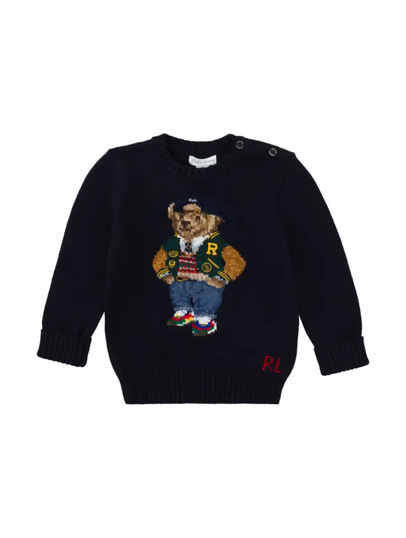 

Вязаный джемпер Polo Bear Ralph Lauren, тёмно-синий