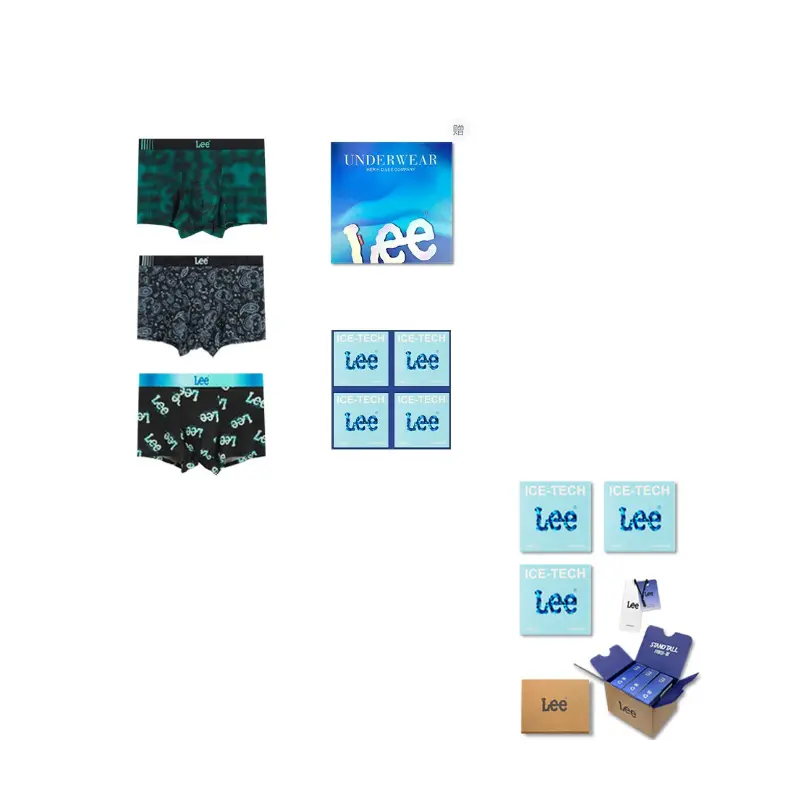 

Мужские трусы боксеры упаковка 3 штуки Lee, черный