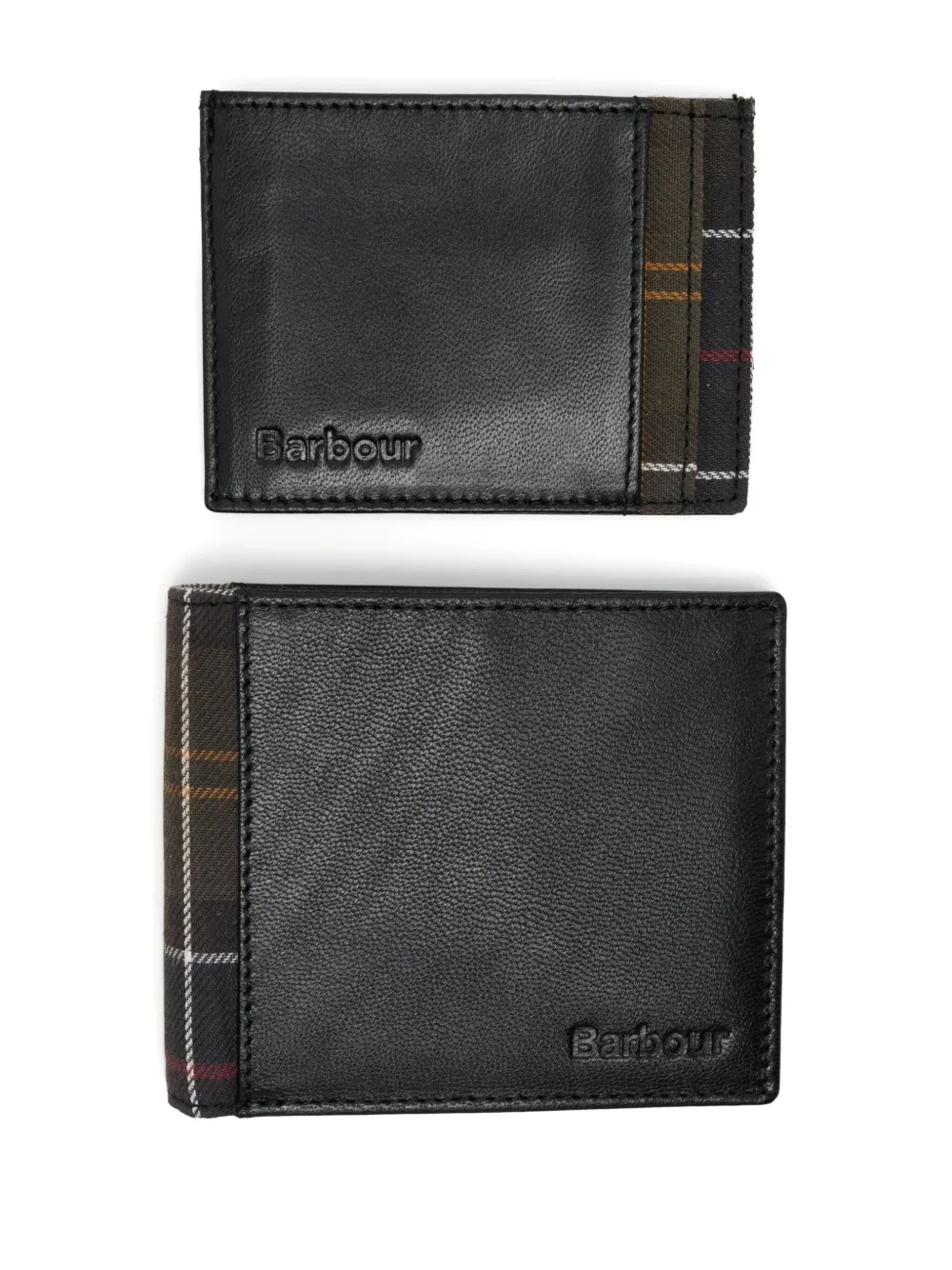 

Комплект из кошелька и картхолдера в клетку тартан Barbour, черный