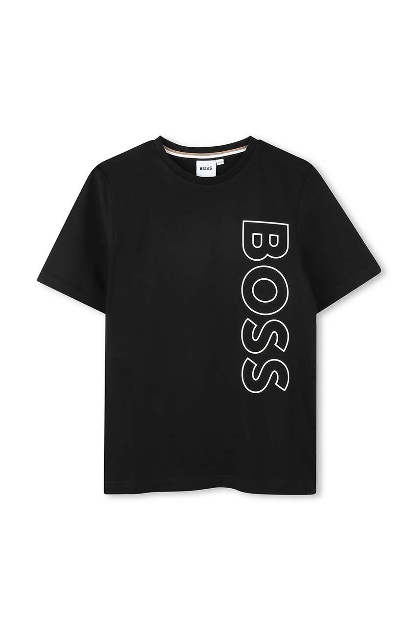 

Детская хлопковая футболка BOSS, черный