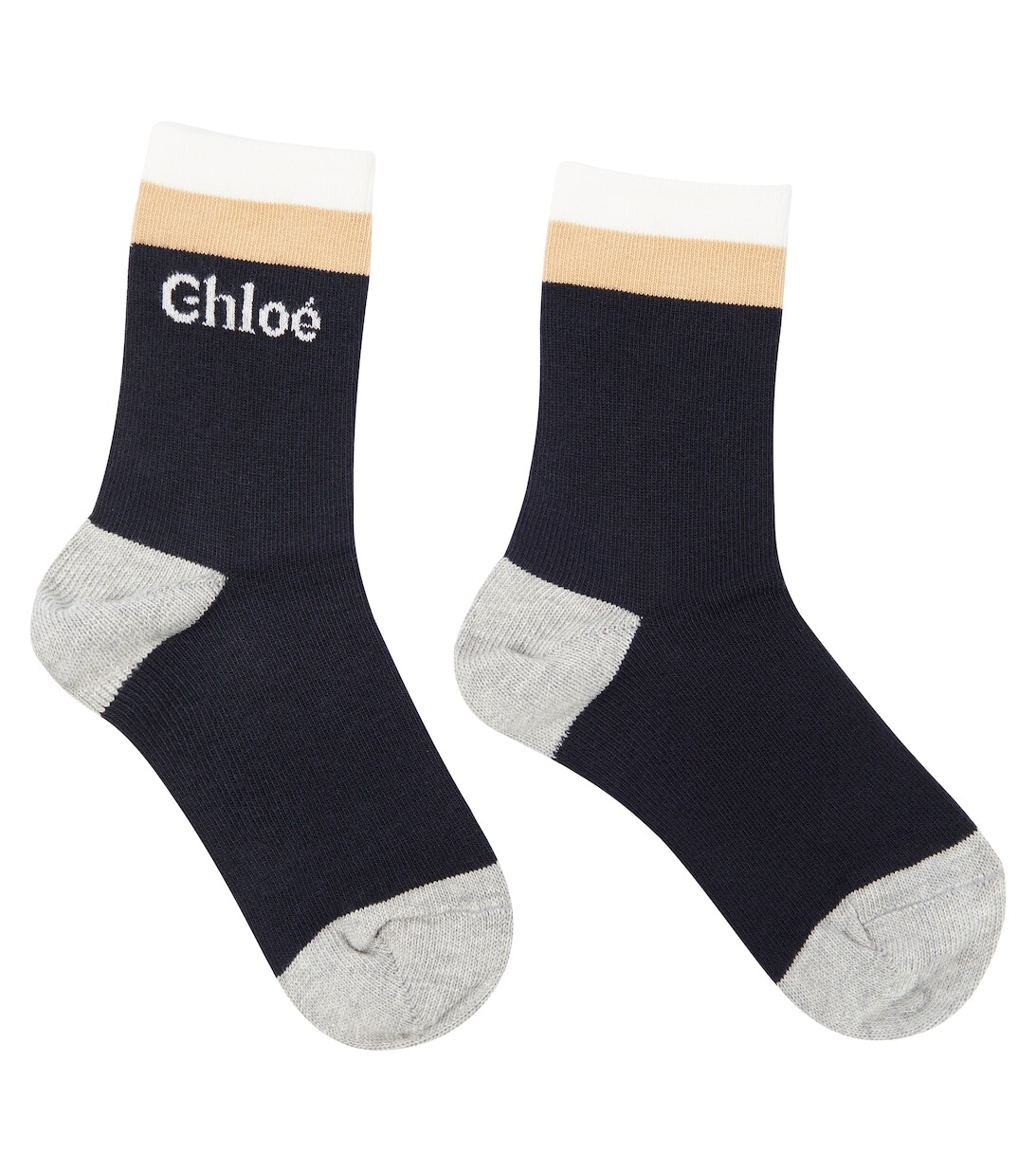 

Носки с цветными блоками из смесового хлопка Chloé, синий