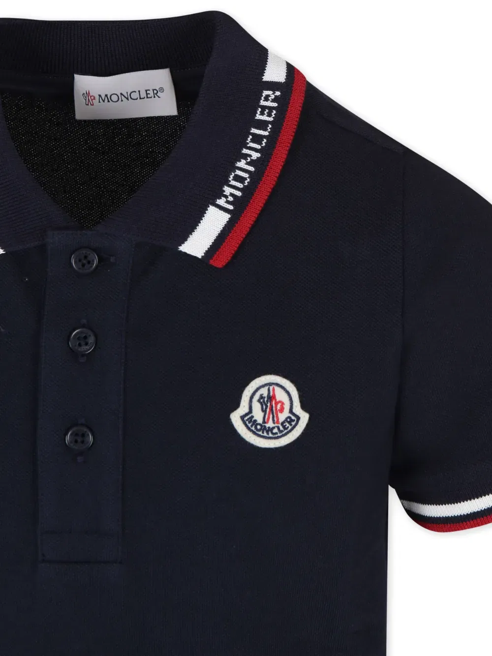 Поло с аппликацией логотипа Moncler Enfant, синий — фото 3