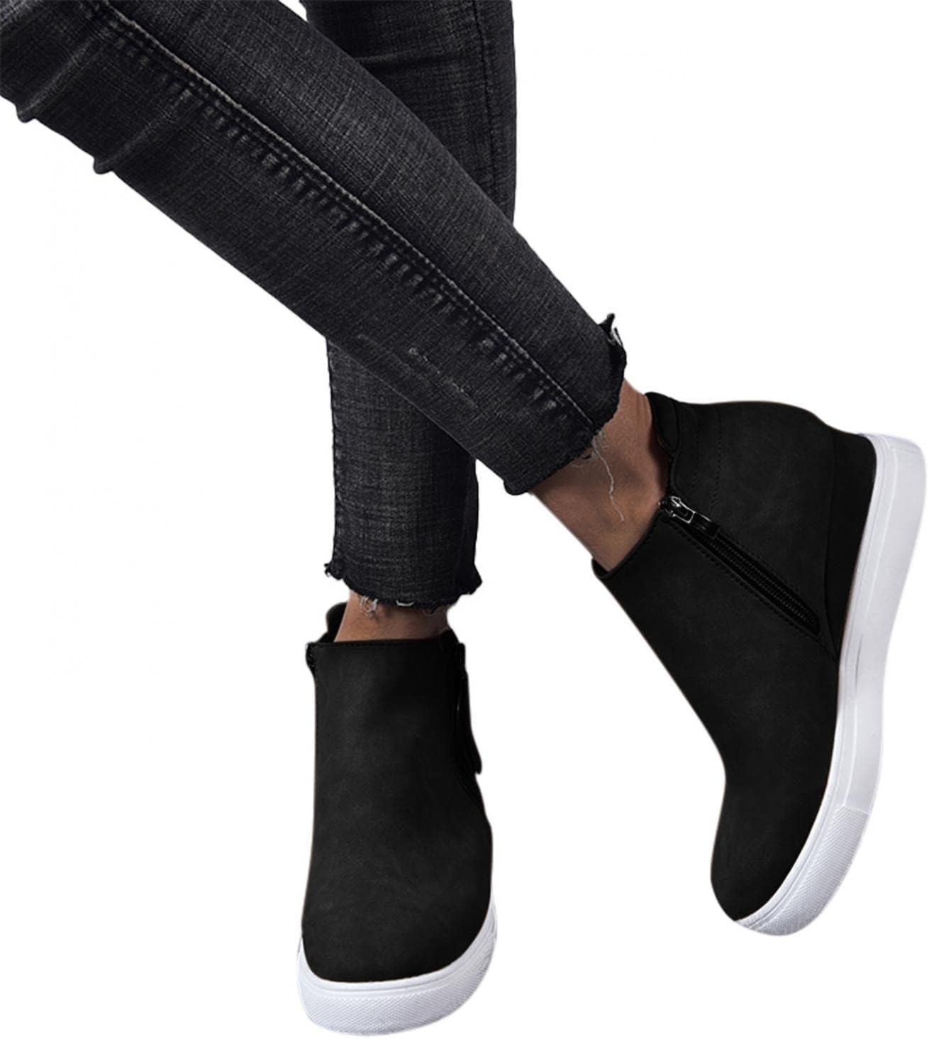 

Женские платформенные ботинки Hbeylia Wedge, модные повседневные кожаные с округлым носком, на массивной подошве с высокими каблуками, ботильоны с боковой молнией, высокие модные кроссовки, короткие платьевые ботинки для рождественского декора,...