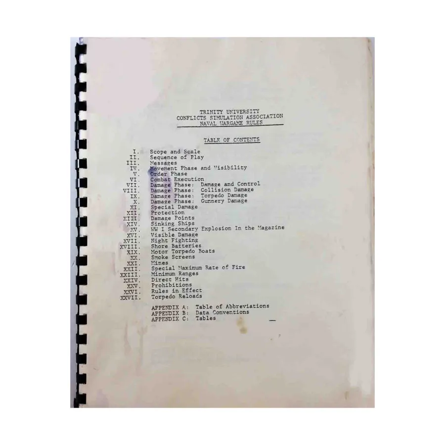 

Правила военно-морской игры, Miniature Wargame Rules (Trinity University Conflicts Simulation Association)