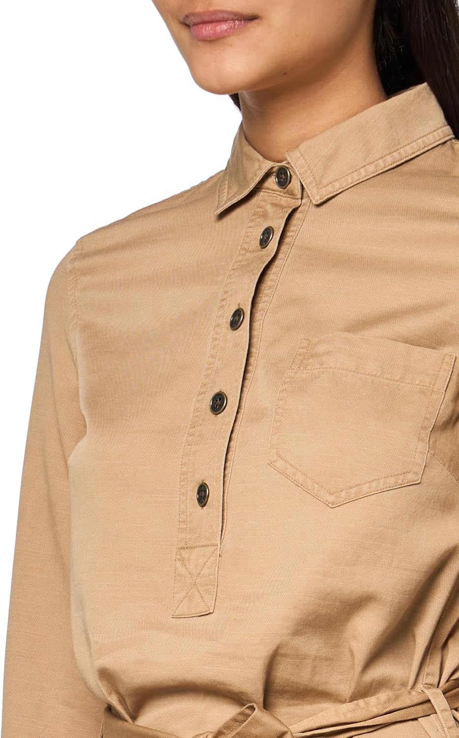 Женское платье-рубашка миди из твила с завязками на талии от Tommy Hilfiger, Tiger'S Eye — фото 3
