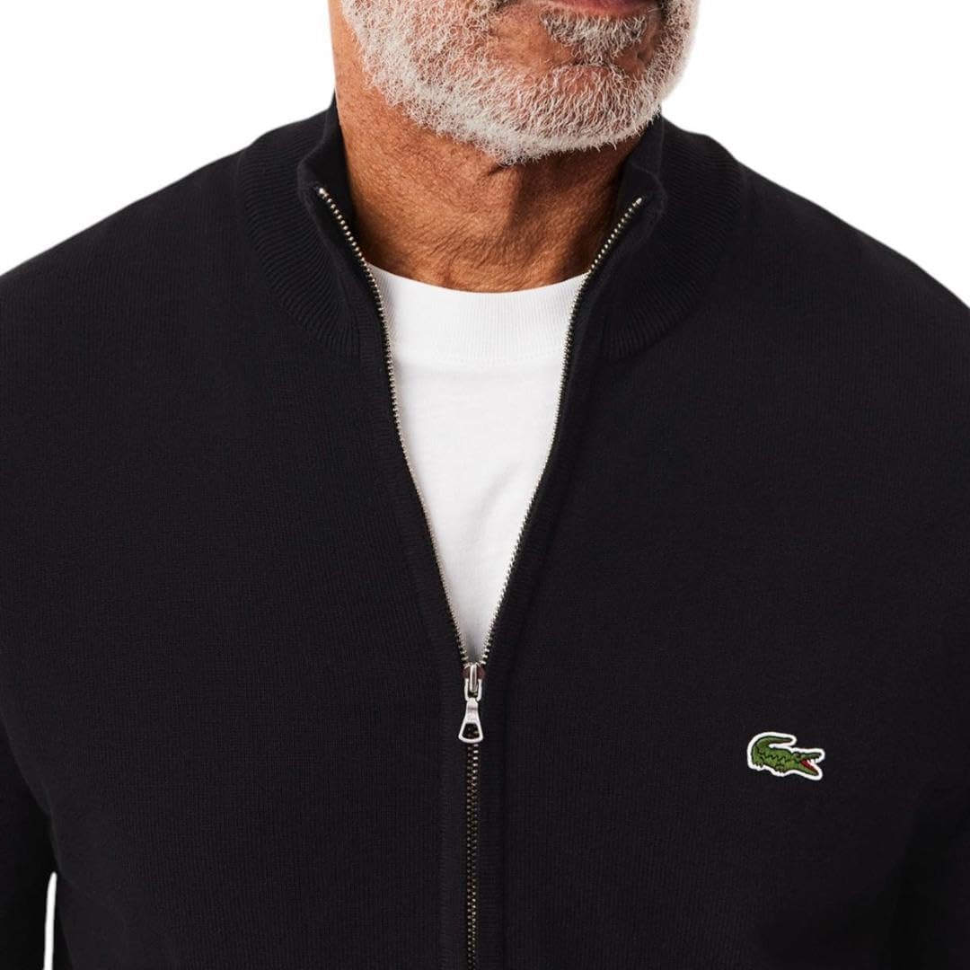 Lacoste мужская застегивающаяся на молнию водолазка из хлопка, Black — фото 2