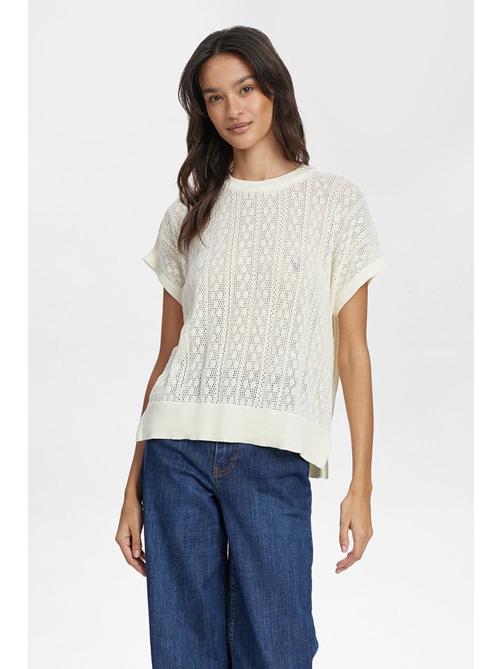 

NÜMPH Вязаная футболка кремового цвета, Бежевый, NÜMPH Вязаная футболка кремового цвета