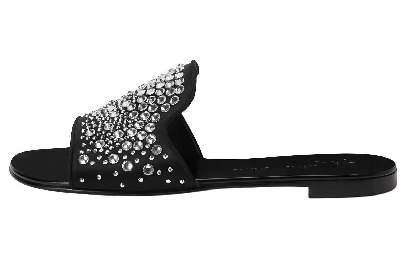 Женские атласные босоножки Andromedha, украшенные стразами Giuseppe Zanotti, Black