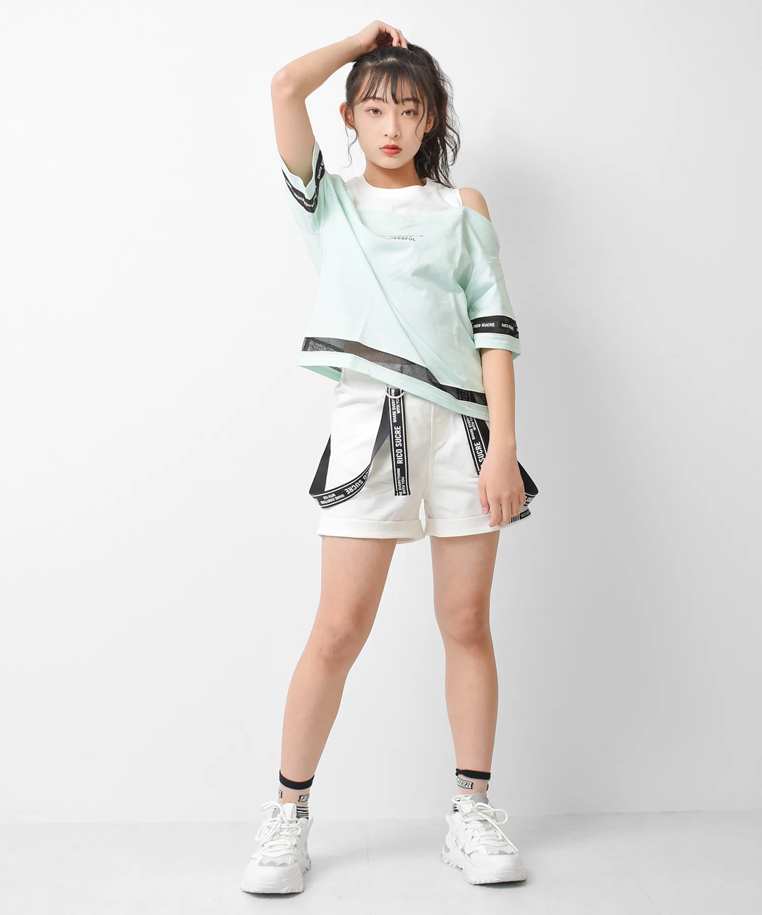 Шорты с подтяжками RiCO SUCRE SUSPENDER SHORTS OFF-WHITE — фото 2
