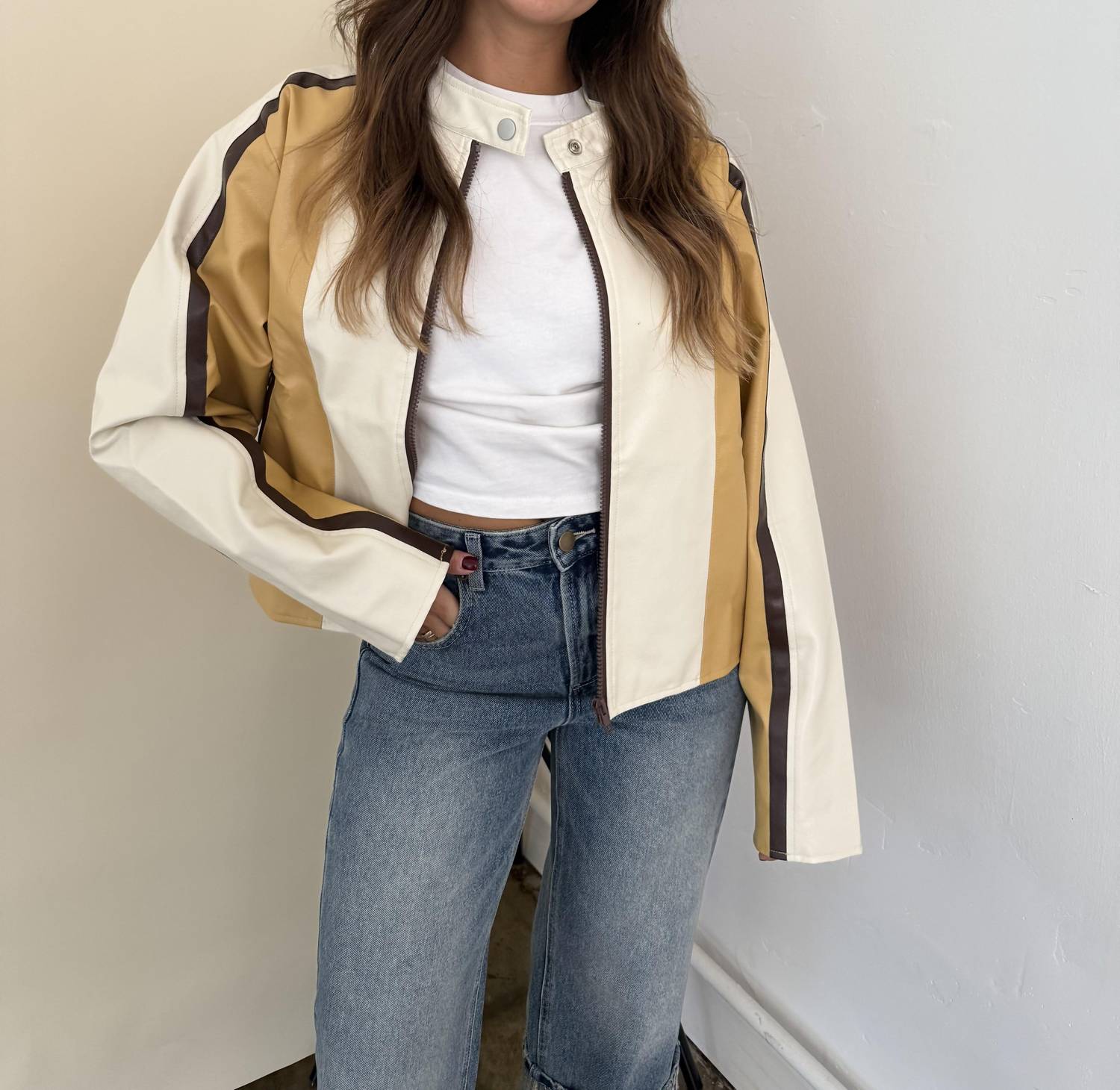 

Куртка байкера Ivy из искусственной кожи в горчичном цвете Needii, Mustard