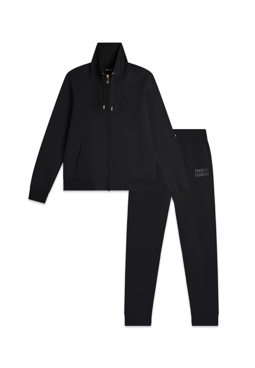 

Костюм CON ZIP E COLLO ALTO DECORATA DA BORCHIE SET Freddy, черный