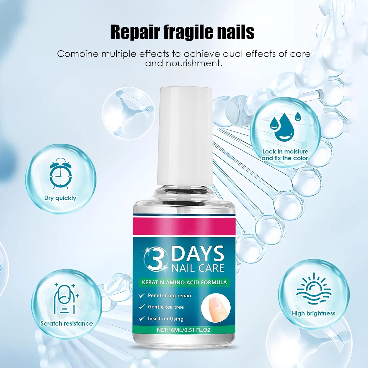 Масло для ухода за ногтями с кератином 3 Days Nail Care, 16 мл Encuryna — фото 3