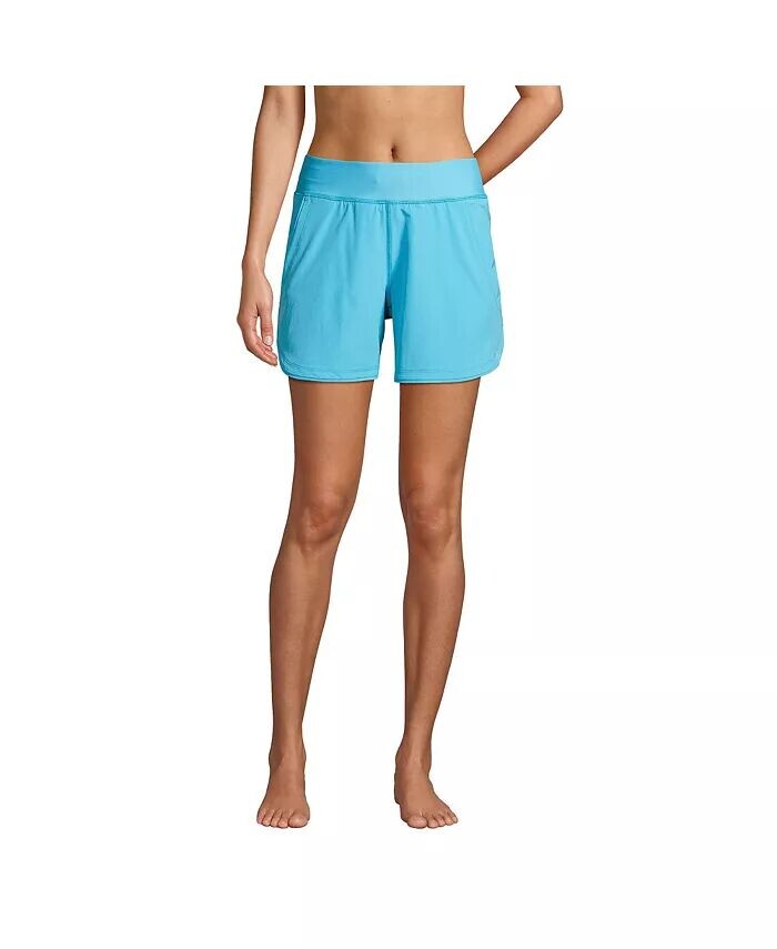 

Женские шорты Curvy Fit 5" Quick Dry Board Shorts Плавки Шорты с трусиками Lands' End, синий