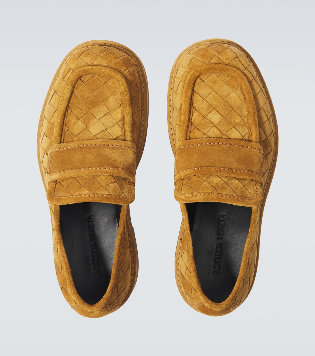 Лоферы из замши Haddock Intrecciato Bottega Veneta, Cork — фото 4