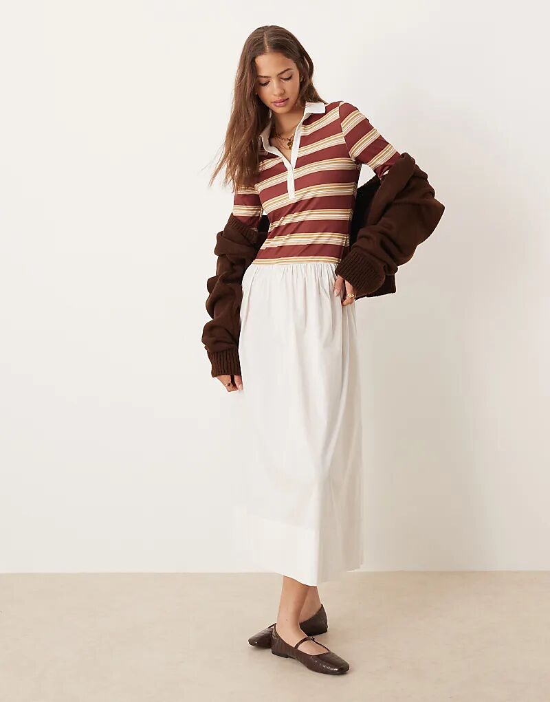 

Платье-поло миди ASOS DESIGN в коричневую полоску