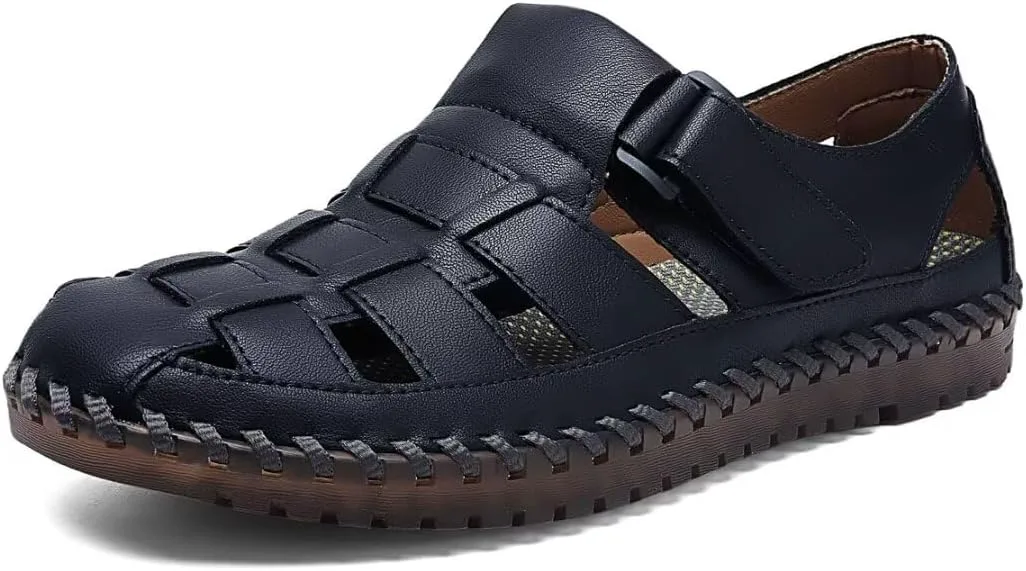 

Мужские сандалии Shaire, кожаные, с закрытым носком, для пляжа и улицы, коричневый