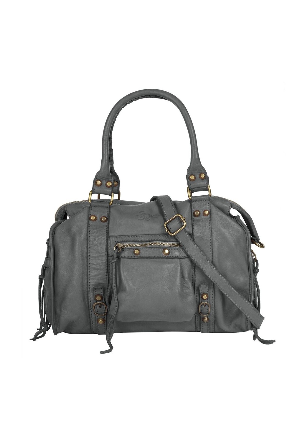 

Шопер, натуральная кожа, сделано в Италии Samantha Look, серый