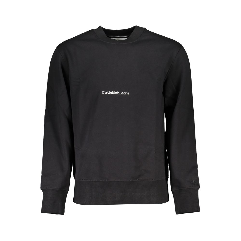 Элегантная черная флисовая толстовка с круглым вырезом Calvin Klein