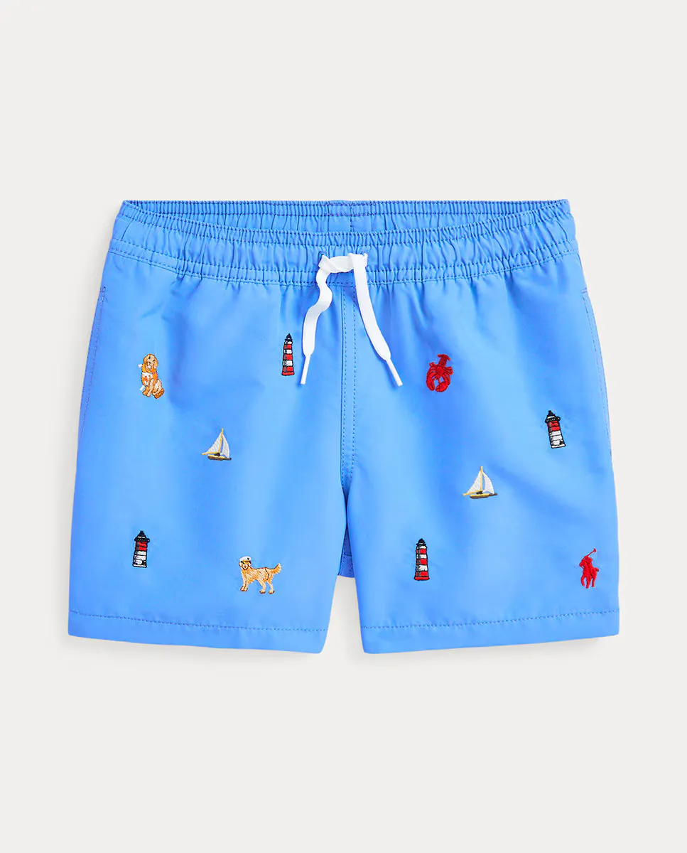 

Купальник для мальчиков с множественной вышивкой Polo Ralph Lauren, синий