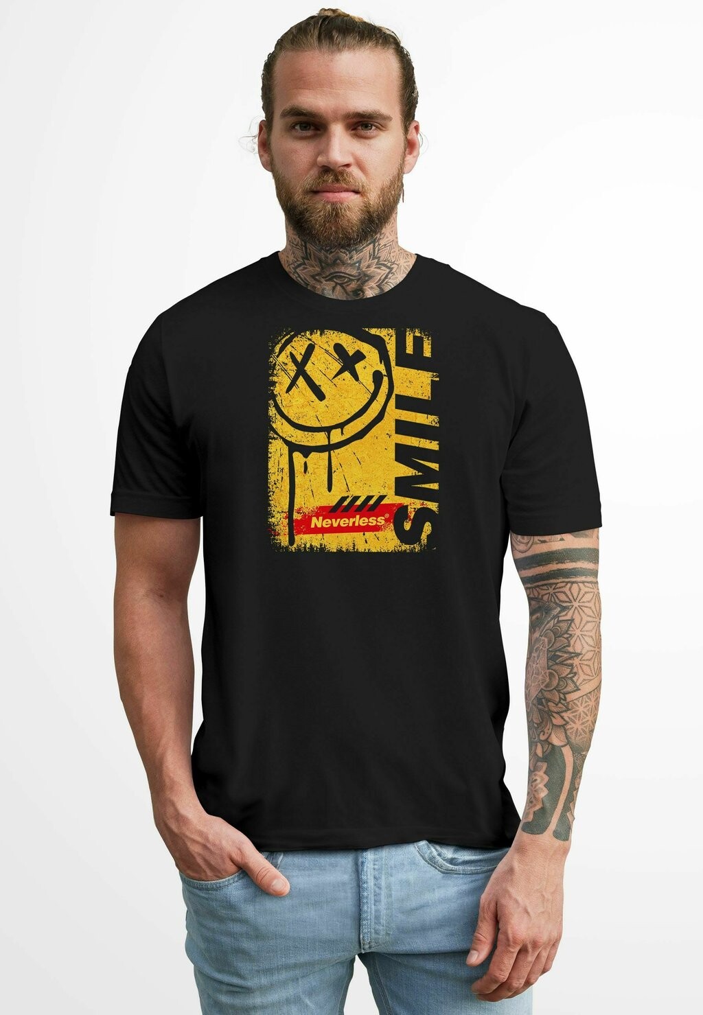 

Футболка с принтом SMILE GRAFFITI DESIGN DRIPPY FACE FASHION STREETSTYLE Neverless, черный
